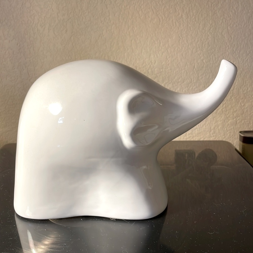 MCM modern ceramic white elephant decorative figurine